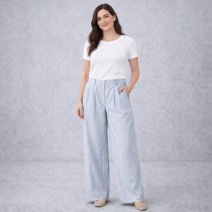 Abercrombie Fitch Light Blue Wide Leg Pleated Pants Women Size 27